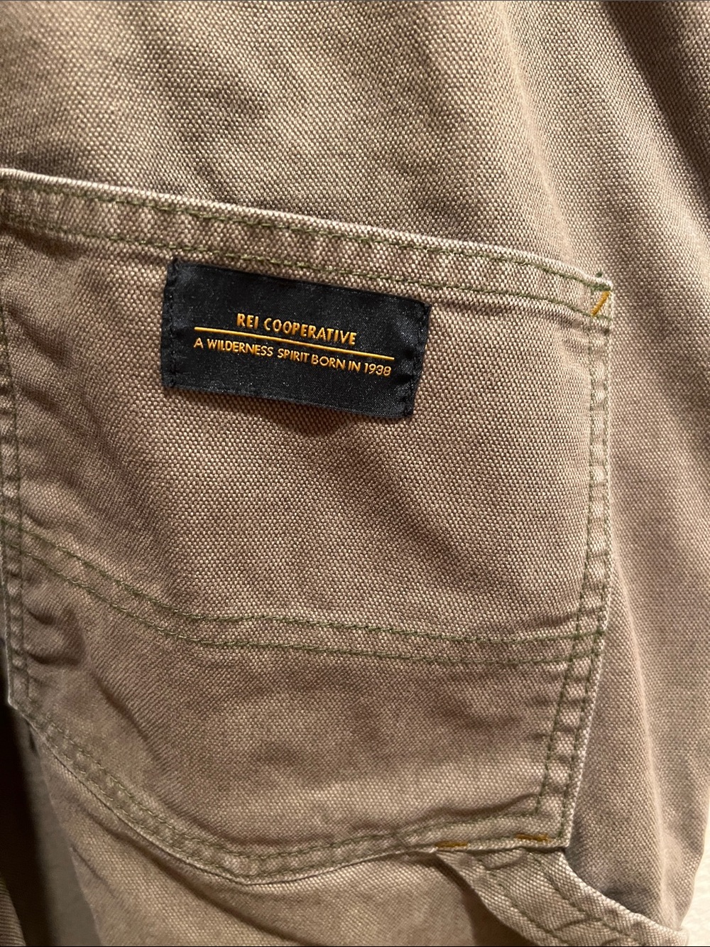 Women’s REI Olive Green Denim Overalls - Picture 3 of 5